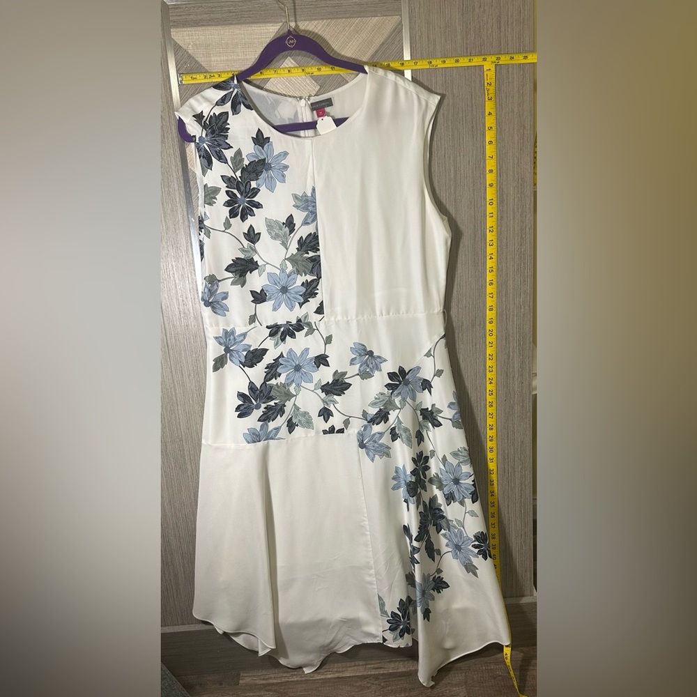 Vince Ivory Dress with Navy Floral Pattern